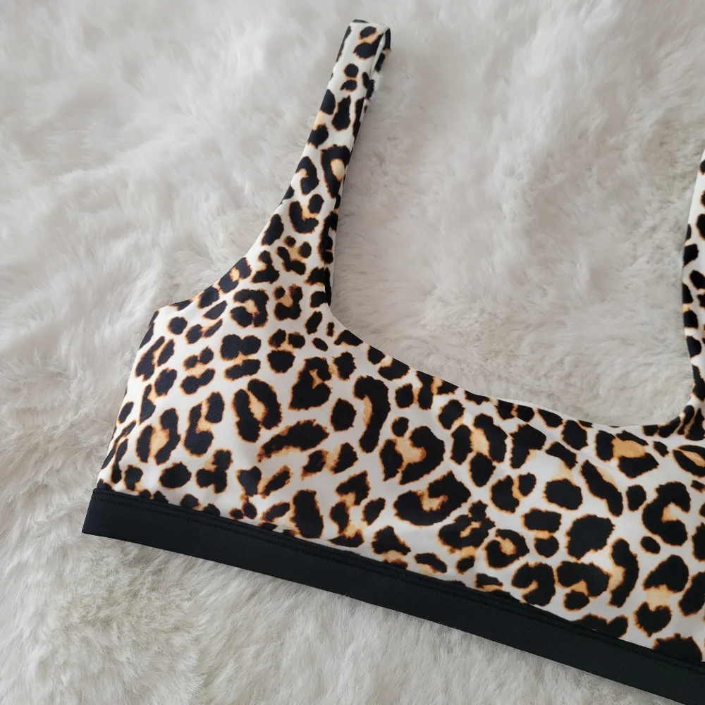 🌞DKNY DKNY PRINTED SQUARE NECK BIKINI TOP SIZE L